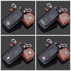 🔥(BUY 1 GET 1 AT 50% OFF)-Car Logo Leather Wood Texture Car Key Case