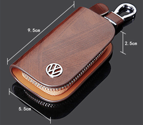 🔥(BUY 1 GET 1 AT 50% OFF)-Car Logo Leather Wood Texture Car Key Case