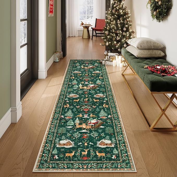 🎄🔥Soft Christmas Tree Santa Claus Carpet Runner