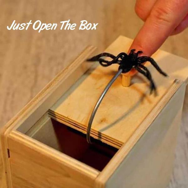 Wooden Spider Scare Prank Box-Have a gift for you-Only 50 Left
