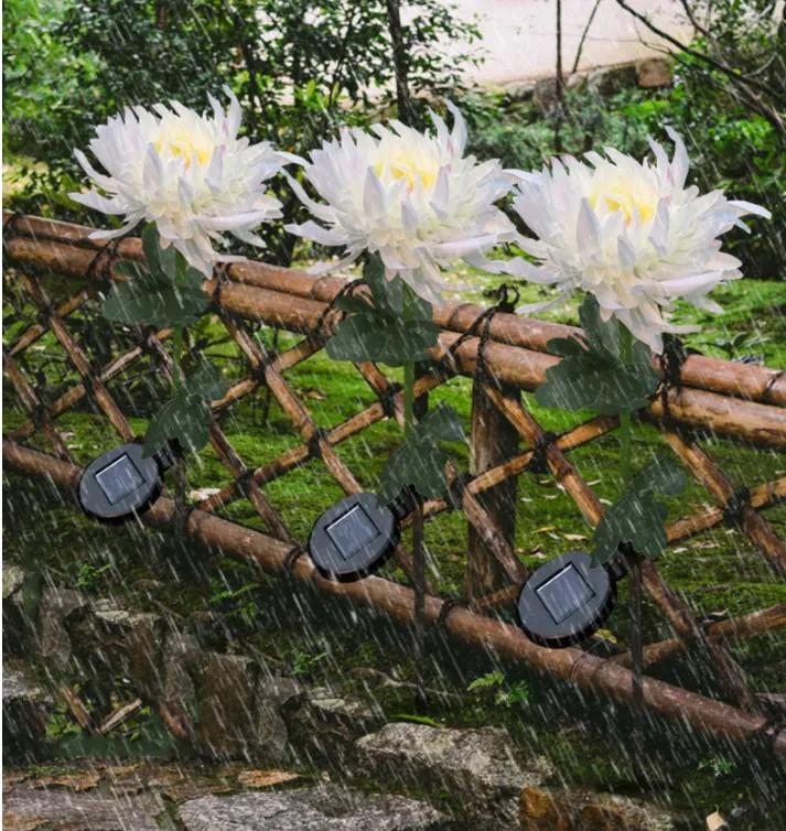 Spring artificial chrysanthemum solar garden stake lights