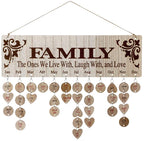Gifts for Moms Dads - Wooden Family Birthday Reminder Calendar Board.