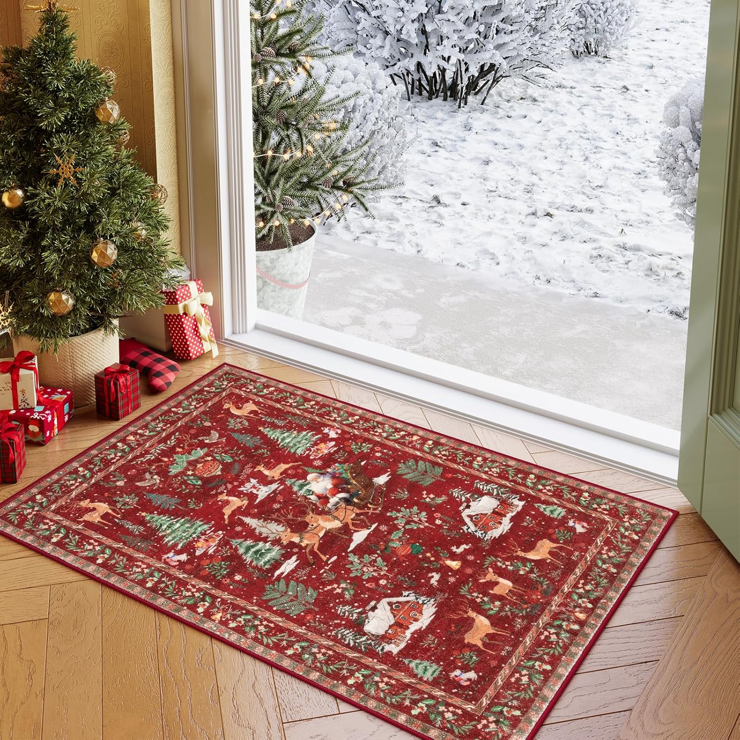 🎄🔥Soft Christmas Tree Santa Claus Carpet Runner