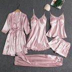 🔥BUY 2 FREE SHIPPING & GET 10% OFF🔥Blushy Silk 5 Piece Pajama Set