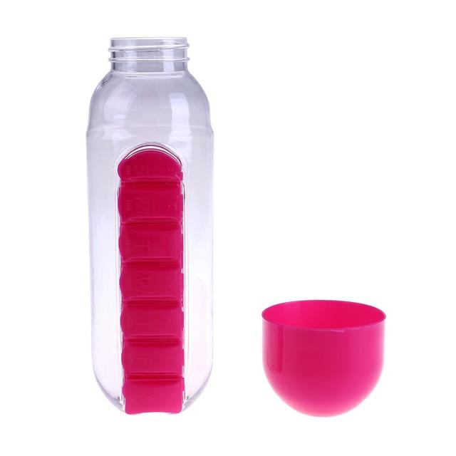 600ml 2 in 1 Pill Box Outdoor Water Bottle 60% OFF