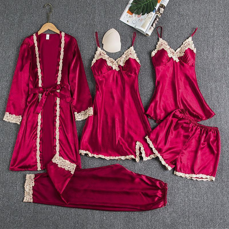 Blushy Silk 5 Piece Pajama Set BUY 2 GET 1 FREE